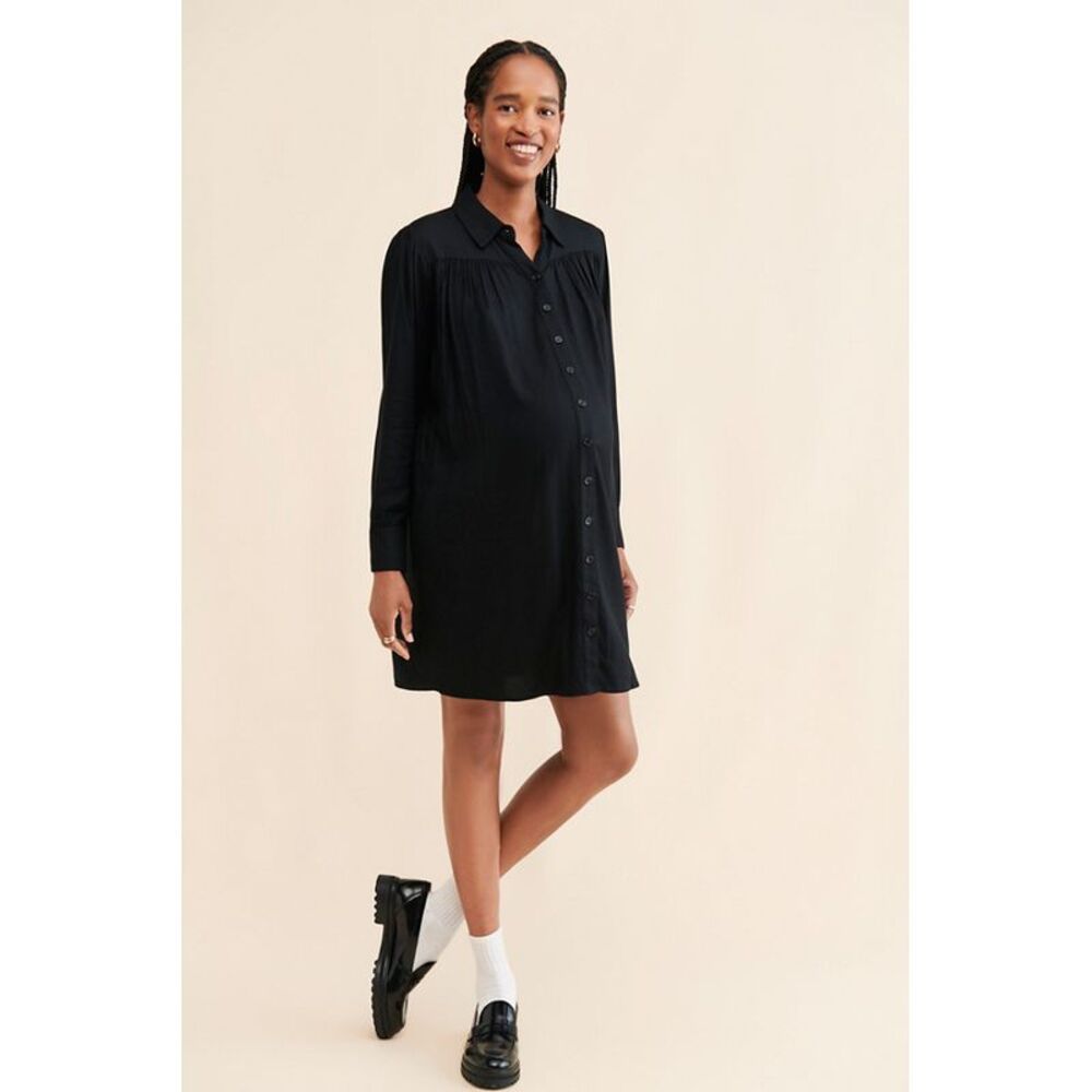 Ingrid Isabel Women Maternity Drapey Shirt Dress Black S